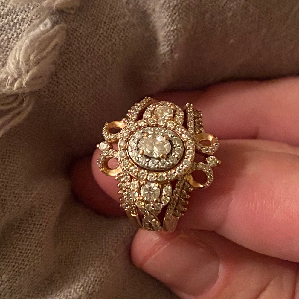 Vintage inspired rose gold wedding ring and guard - Picture 4 of 4